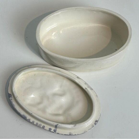 VTG Hand-painted Iridescent Ceramic Unicorn Trinket Box 80s - Picture 4 of 12